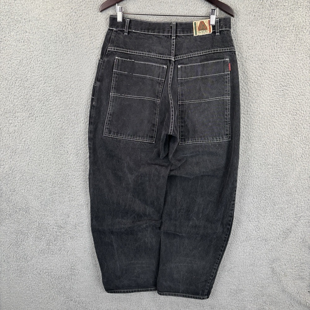 Vintage LA Gate Jeans Mens 34 (Fits 33x32) Black Faded Baggy Wide Leg Skate USA